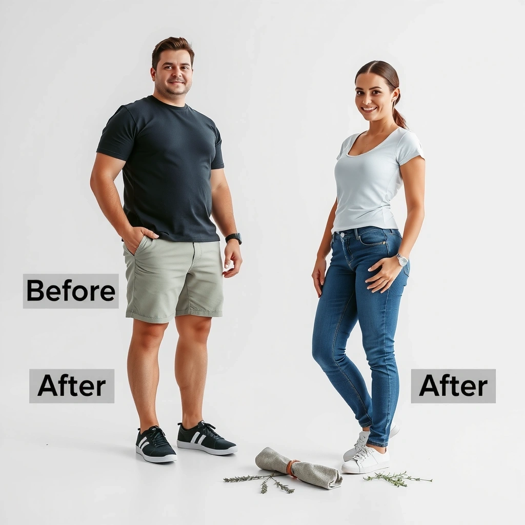 Avant et après transformation du couple Marie et Pierre